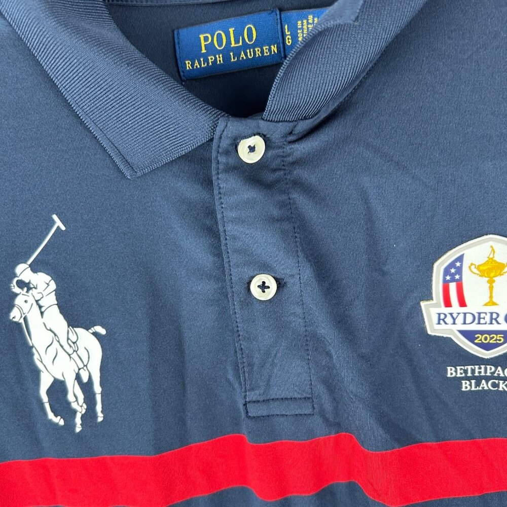 RYDER CUP 2025 POLO SHIRT RALPH LAUREN GOLF GIFT BETHPAGE Blue WOMENS LARGE EUC - Picture 4 of 12